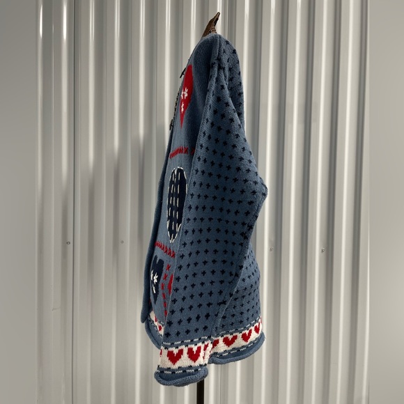 Vintage 1995 SML Sport Hand Knit Hearts ❤️ Button Up Cardigan Sweater size Small - Picture 6 of 10